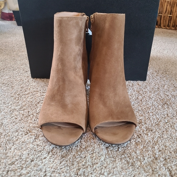 Coach brown suede open toe booties, size 8 - Picture 1 of 4